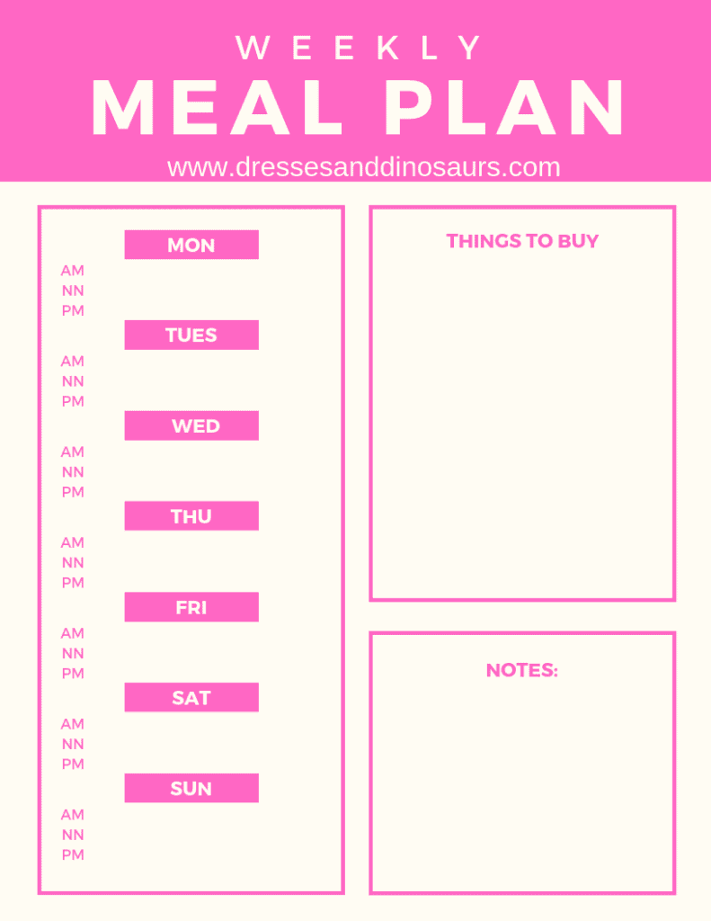Free weekly meal plan printable